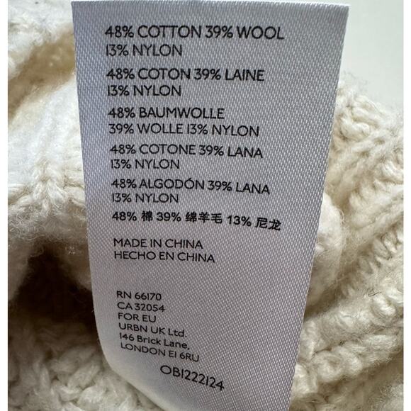 Pilcro Anthropologie Wool Blend Cream Tan V Neck Chunky Crop Sweater Size XS - Picture 3 of 5